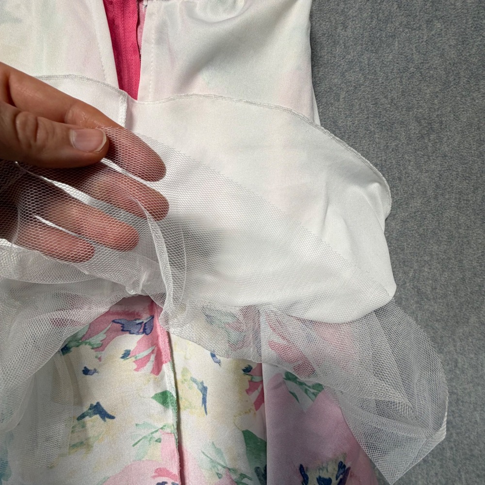 Speechless Kids Pink Floral High-Low One Shoulder Party Dress Size 16.5 - Picture 12 of 13